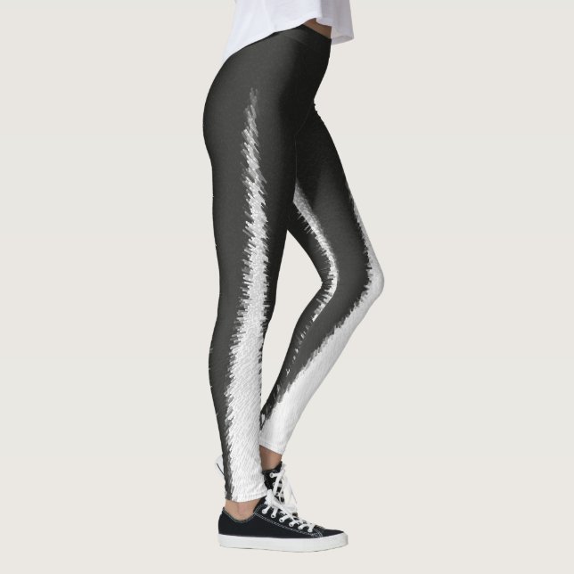 Leggings Abstrait Art Minimalisme Gris Blanc Ligne (Droite)