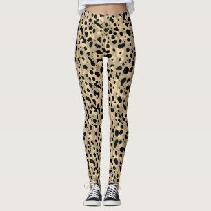 Leggings Abstrait Brown à la mode Sepia Leopard Spots Motif