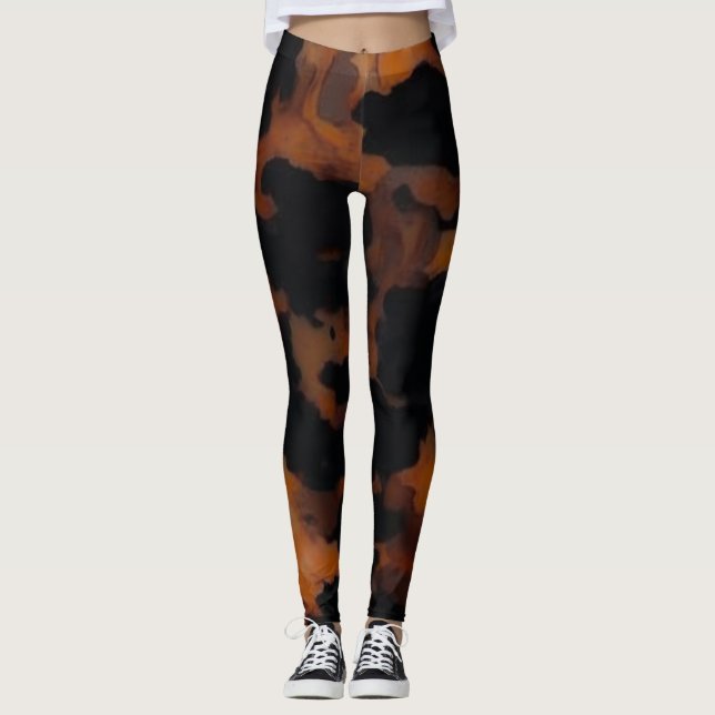 Leggings Abstrait Brown & Black Texture Chic TortoiseShell (Devant)