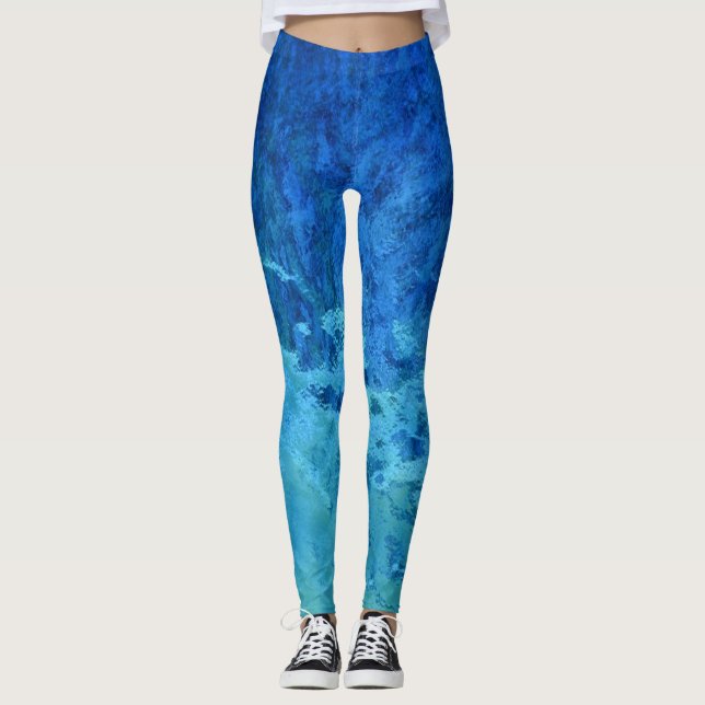 Leggings abstrait de verre d'aqua (Devant)