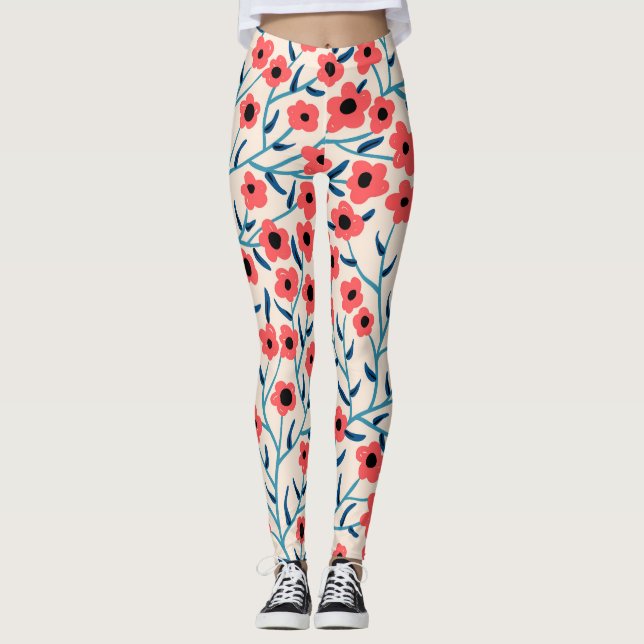 Leggings Abstrait floral : Motif Vintage florissant. (Devant)