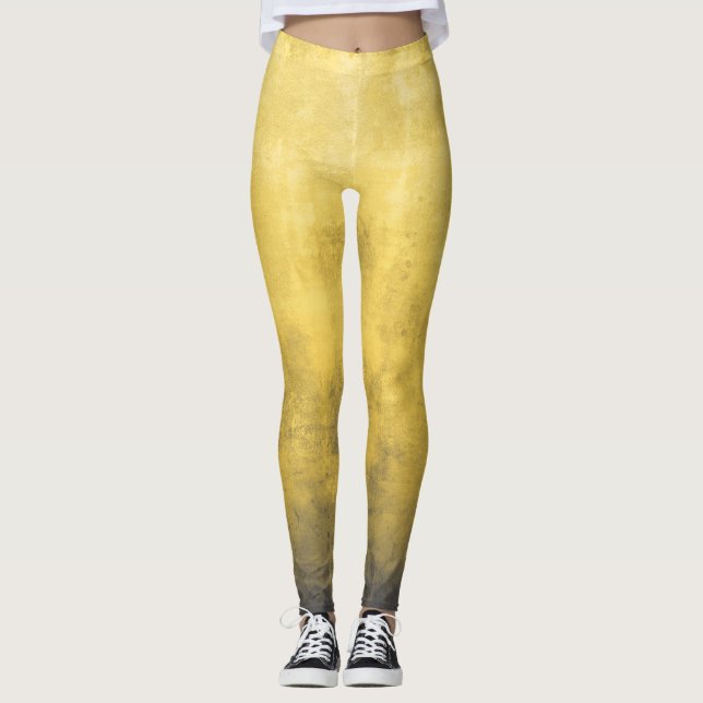 Leggings Abstrait gris jaune simple (Devant)