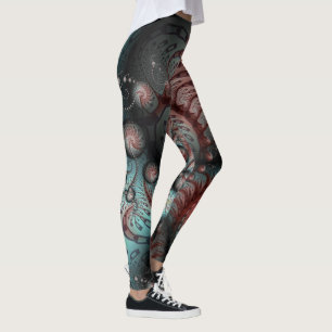 Leggings Abstrait Imaginaire dynamique Fractal Art Brown Bl