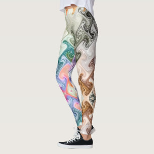 Leggings abstrait moderne H, i lettres coloré effet tourbi
