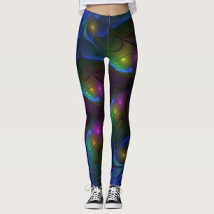 Leggings Abstrait Moderne Trippy Fractal Lumineux Coloré