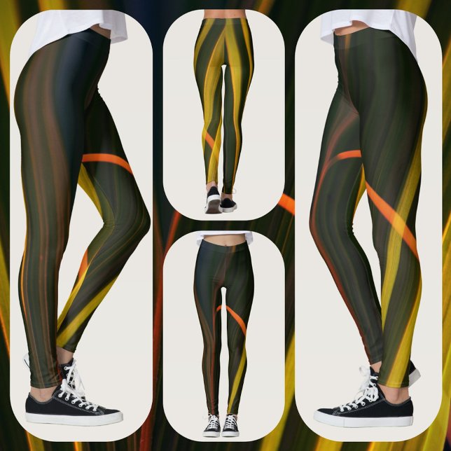 Leggings Abstrait naturel jaune et noir (Créateur téléchargé)