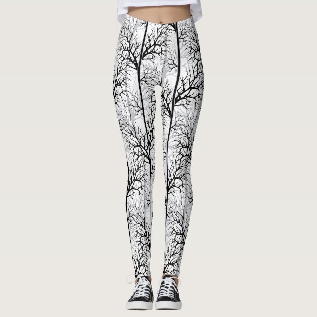 Leggings Abstrait noir et blanc (Devant)