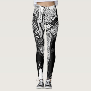 Leggings abstrait noir et blanc contemporains