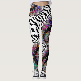 Leggings Abstrait noir fractal arc-en-ciel noir noir