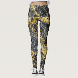 Leggings Abstrait or étincelle texture rocheuse