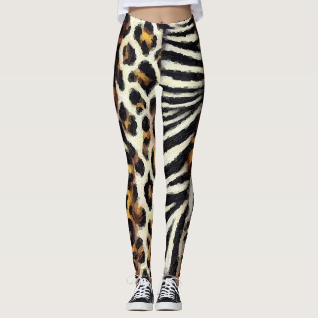 Leggings Abstrait Peint Mélange Poster de animal sauvage (Devant)