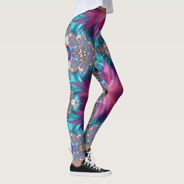 Leggings Abstrait Pink Gold Grey Aqua Running Jogging (Droite)