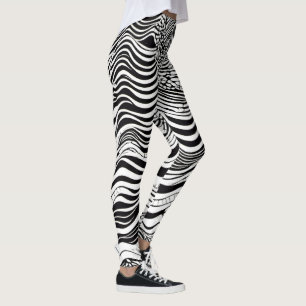 Leggings Abstrait psychédélique noir et blanc