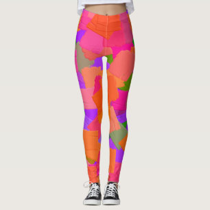 Leggings Abstrait rose, orange et violet