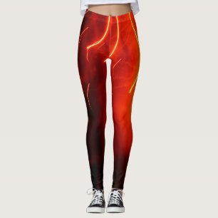 Leggings Abstrait rouge or clair stries feu d'artifice boke