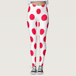 Leggings Abstrait simple style rouge blanc pois circl