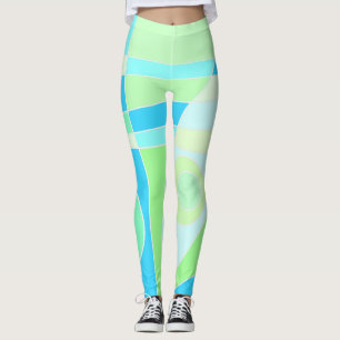 Leggings Abstrait Surf Pastel Blue Green