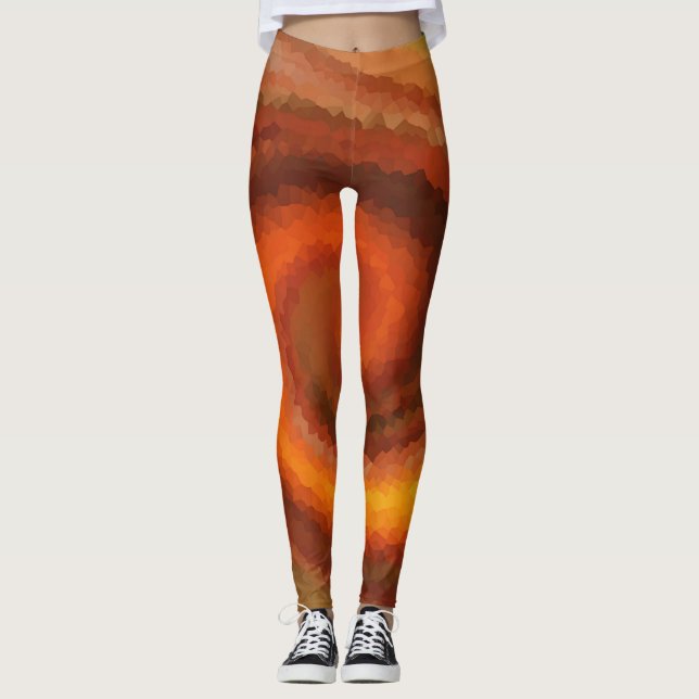 Leggings Abstrait tourbillon orange brun feu pri moderne (Devant)