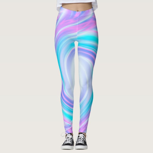 Leggings Abstrait tourbillon pastel violet couleurs imprime (Devant)