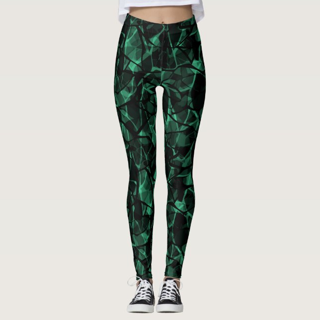 Leggings abstrait vert (Devant)