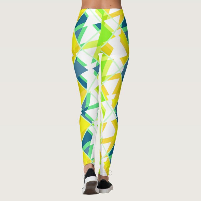 Leggings Abstrait vert jaune (Dos)