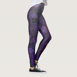 Leggings Abstraite feuille violette profonde