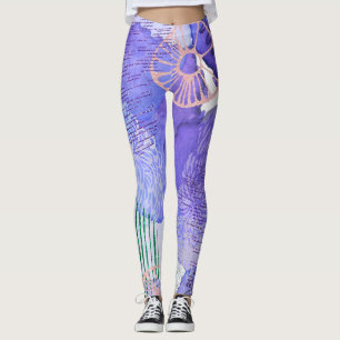 Leggings Abstraite légumineuses à feuilles violettes