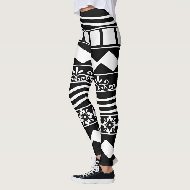 Leggings Abstraite ligne géométrique blanche moderne (Gauche)