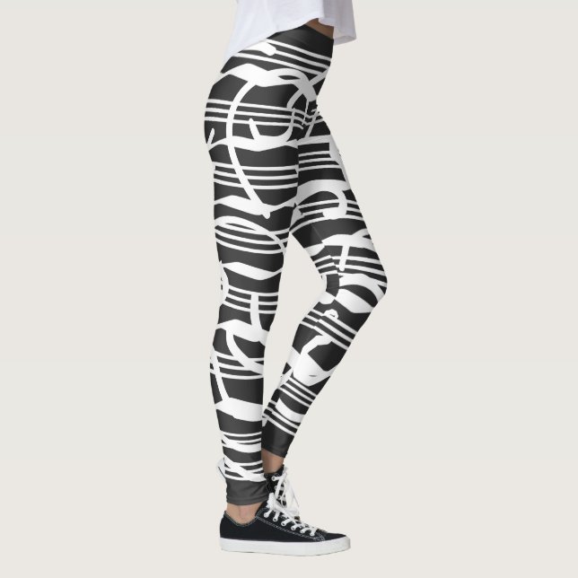 Leggings Abstraite ligne géométrique blanche moderne (Droite)
