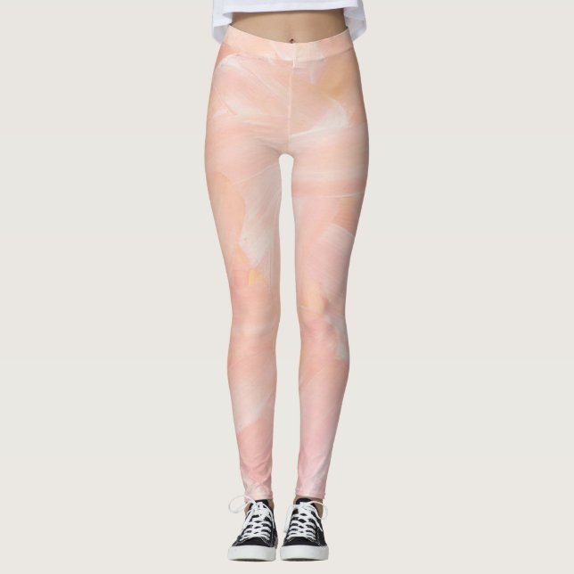 Leggings Abstraite main rose peinte. Brosse élégante (Devant)