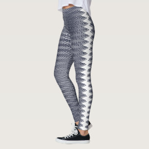 Leggings Abstraites bandes géométriques en noir et blanc, T