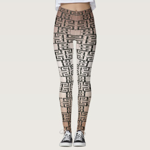 Leggings Abstraits Brown à verrouillage noir