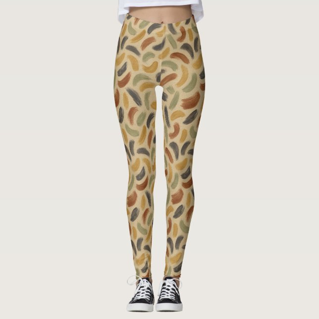 Leggings Abstraits coups de pinceau dans les tons de terre (Devant)