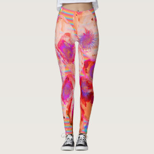 Leggings Abstraits de Designer aux couleurs orange