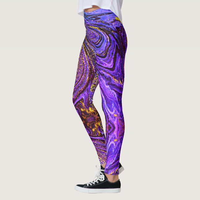 Leggings Abstraits d'or violet (Gauche)