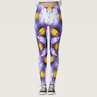 leggings abstraits jaune violet