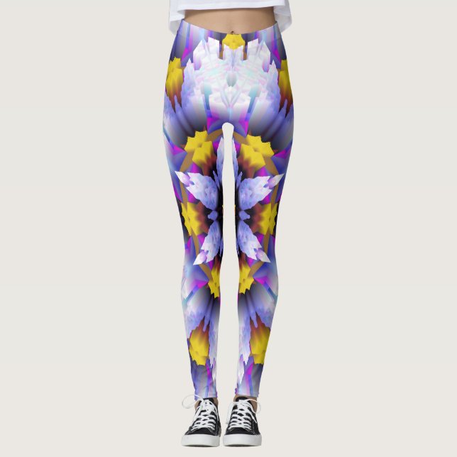 leggings abstraits jaune violet (Devant)