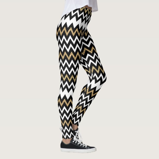 Leggings Accent or Motif noir et blanc Chevron (Droite)