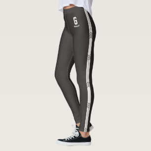 Leggings Accents gris personnalisés Monogramme rayures neut