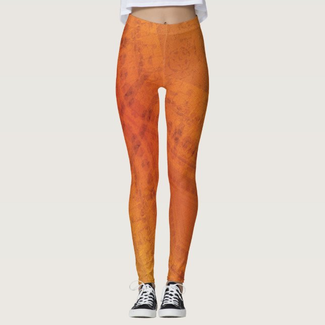 Leggings Acceptation | Motif de Shibori rouge orange jaune (Devant)