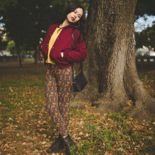 Leggings Acornes foncées Feuilles d'automne gris