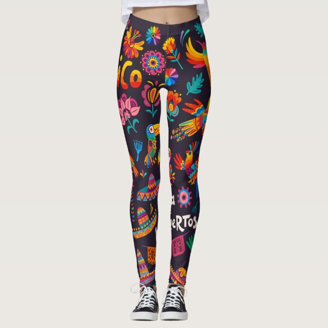 Leggings Adorables Jour de la mort Calavara Style Yoga (Devant)