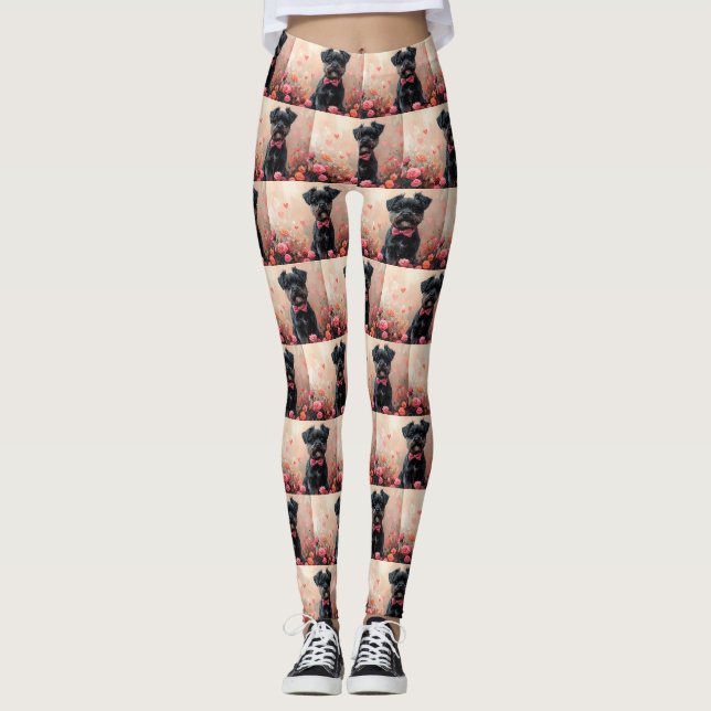 Leggings Affenpinscher avec Rose - Saint Valentin (Devant)