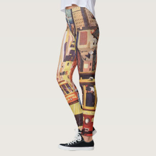 Leggings Affiche de voyage des anciennes voitures à câble d
