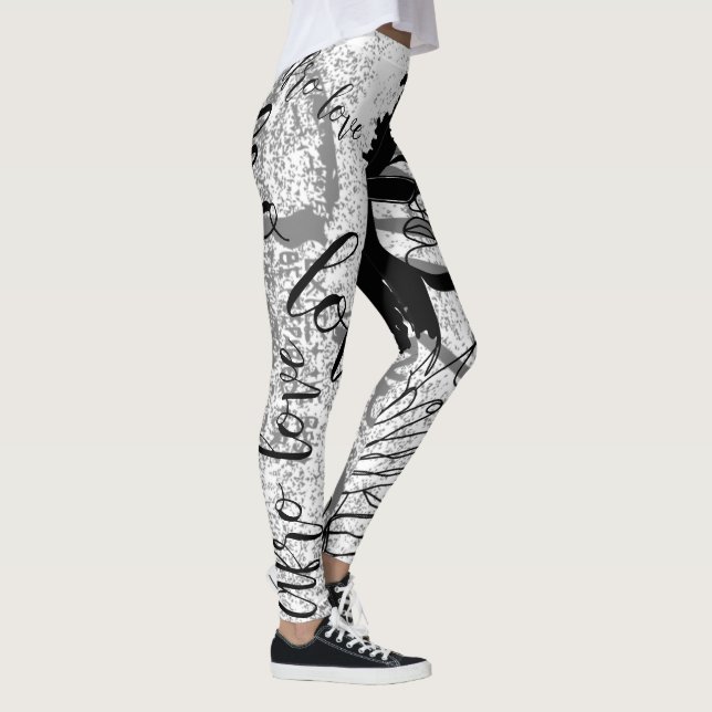 Leggings afro noirs, gris et graffitis (Droite)
