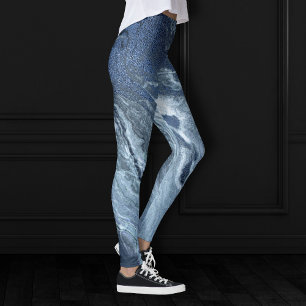 Leggings Agate bleue cristallisée Pierre marbrée en ardoi