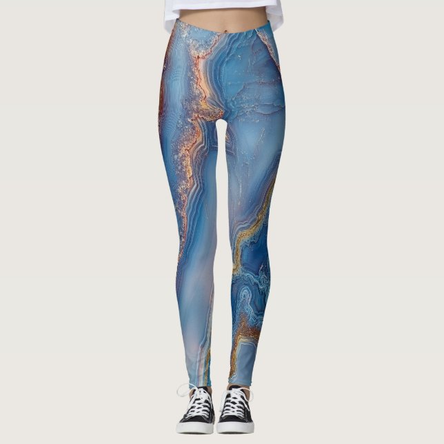 Leggings Agate en dentelle bleue (Devant)