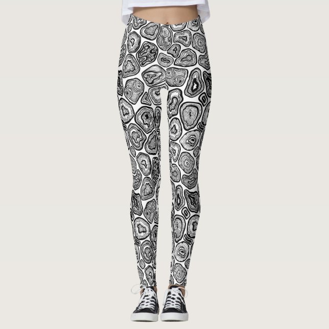 Leggings Agate les tranches en noir et blanc (Devant)