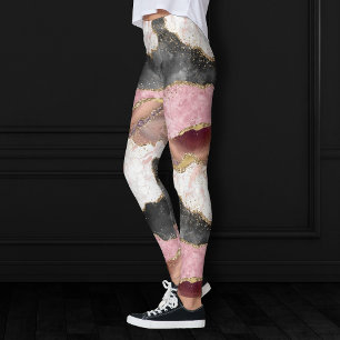Leggings Agate Luxueux Elégant Faux Metallic Rose Or