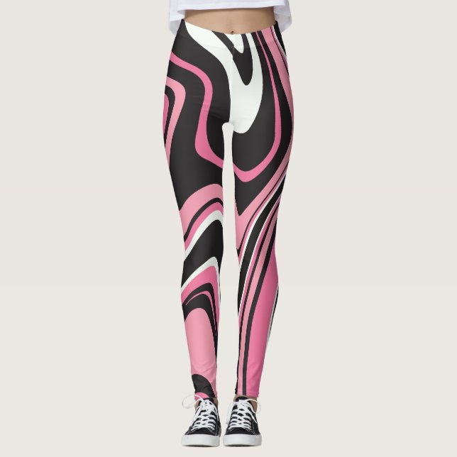 Leggings Agate marbre l Rose et noir Exercice (Devant)